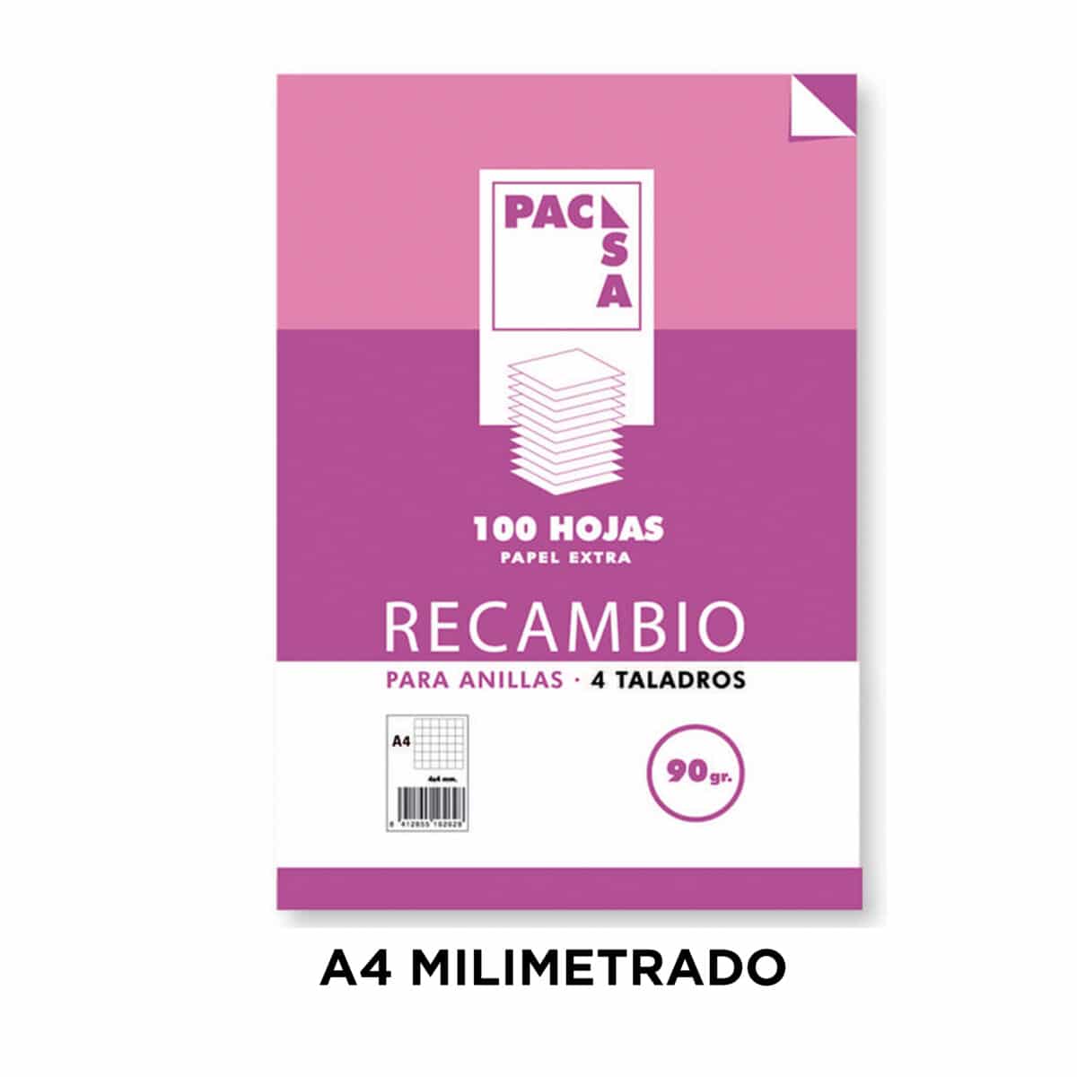 RECAMBIO A/4 MILIMETRADO 90GR 100 HOJAS PACSA