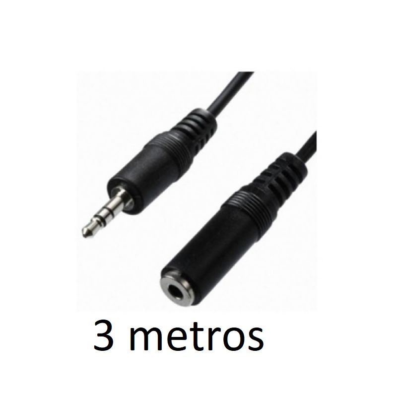 Cable Audio Jack 3.5mm Macho-Hembra Alargador 3 metros