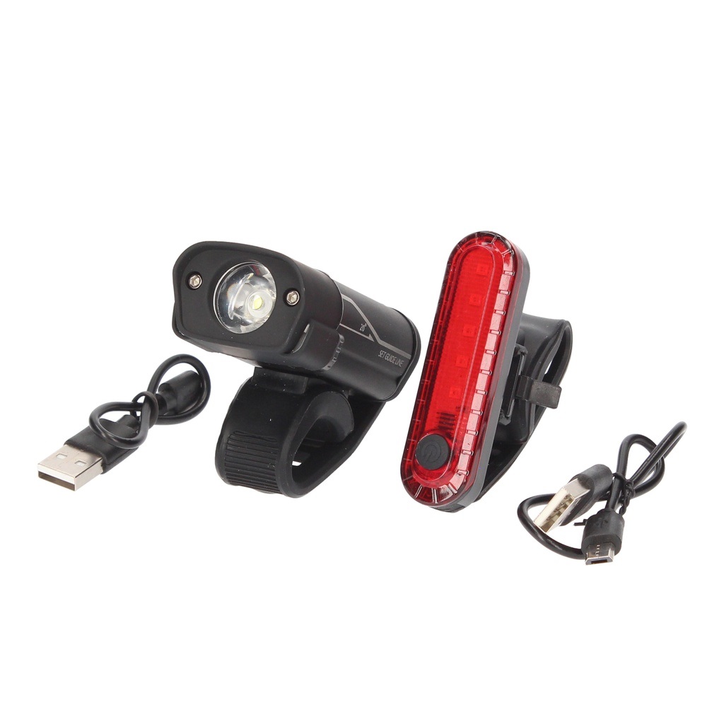 SET LUCES LED DELANTERA Y TRASERA PARA BICICLETA GSC - RECARGABLE USB - IMPERMEABLE